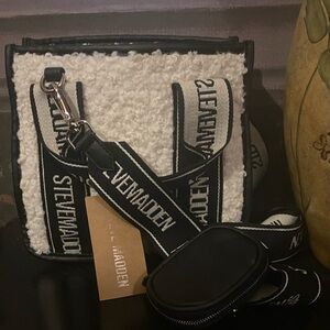 Steve Madden Sherpa Crossbody Tote Bag Purse
